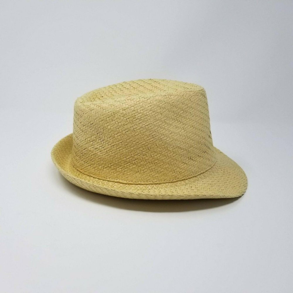 Fedora Trilby Beige Short Brim Straw Cap Mens Wome